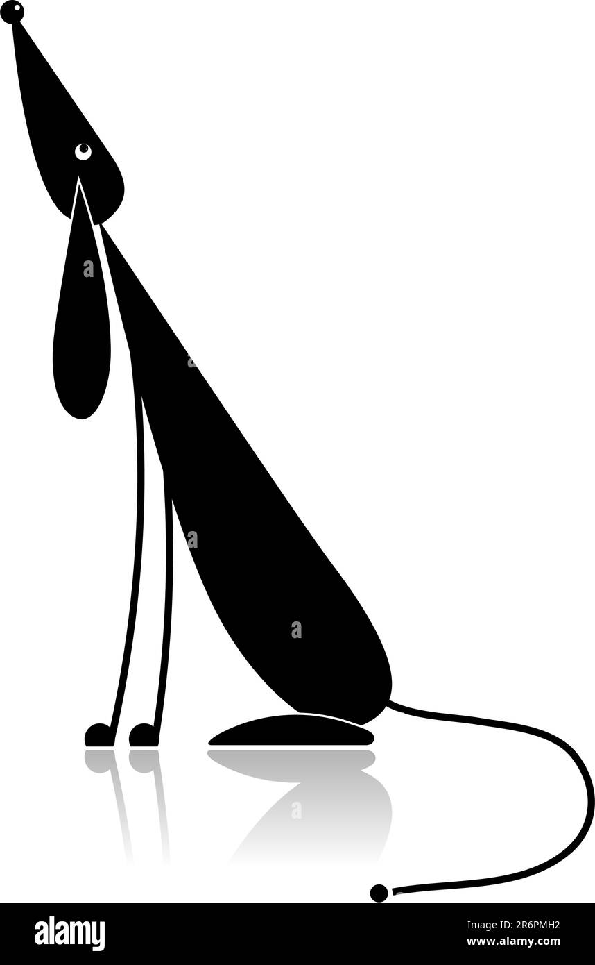 Lustige schwarzer Hund Silhouette für Ihr design Stock Vektor