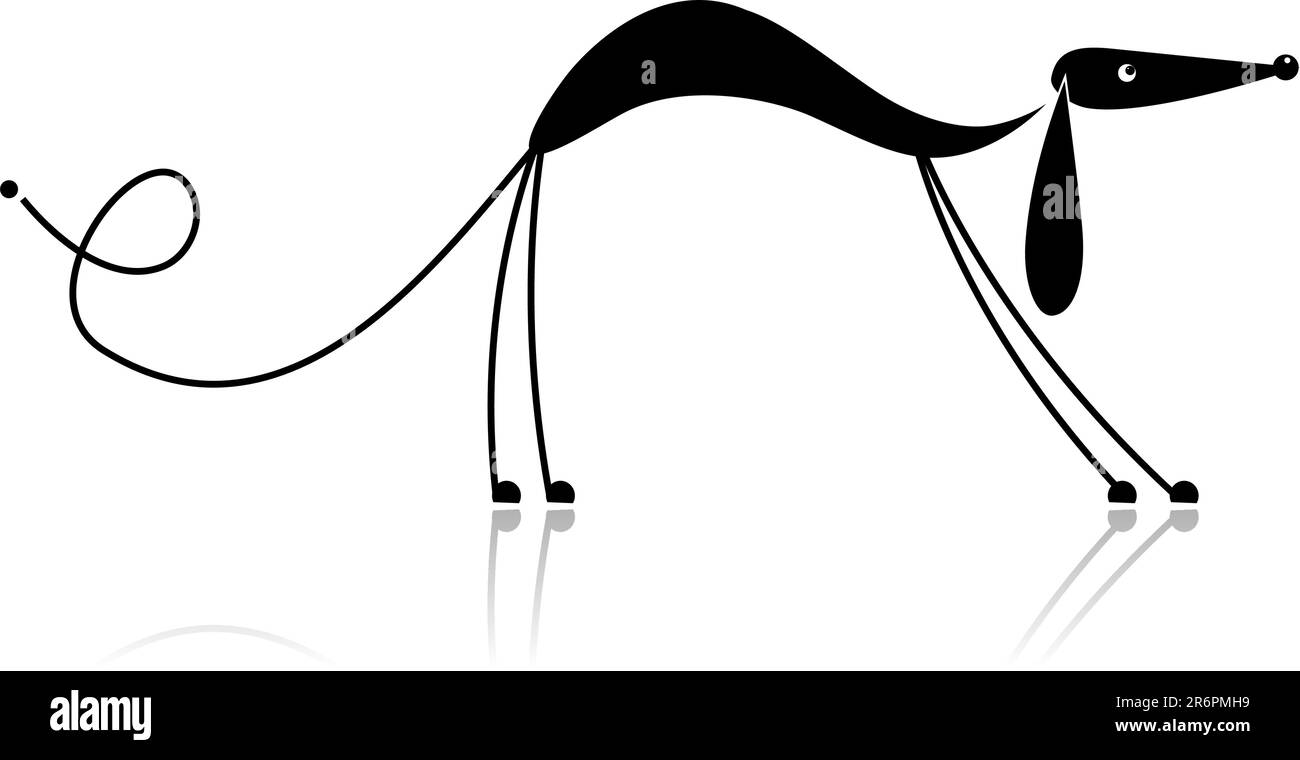 Lustige schwarzer Hund Silhouette für Ihr design Stock Vektor