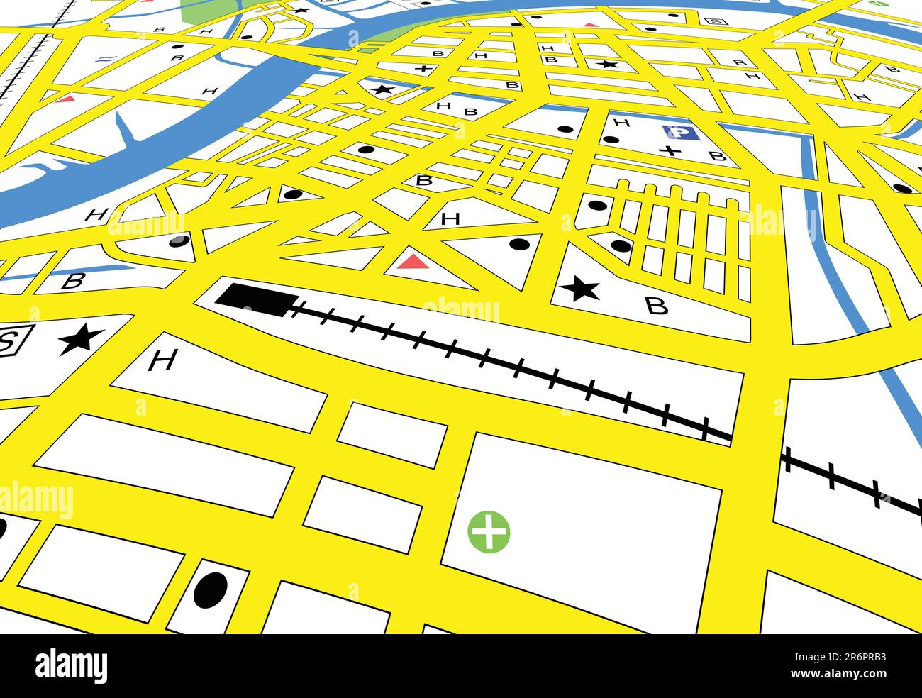 Bearbeitbares Vektor Streetmap einer generischen Stadt ohne Namen Stock Vektor