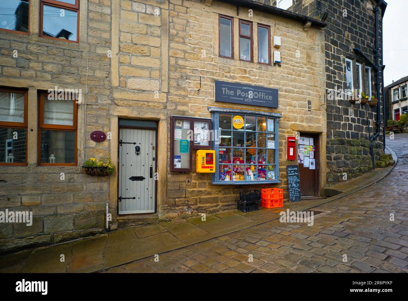 Heptonstall Dorf Postamt und allgemeiner Laden Stockfoto