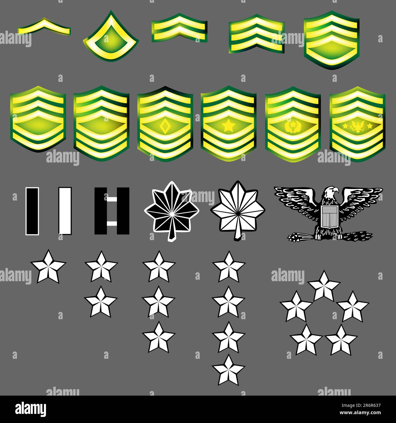 US-Armee-Abzeichen für Offiziere, im Vektorformat mit Textur Stock Vektor