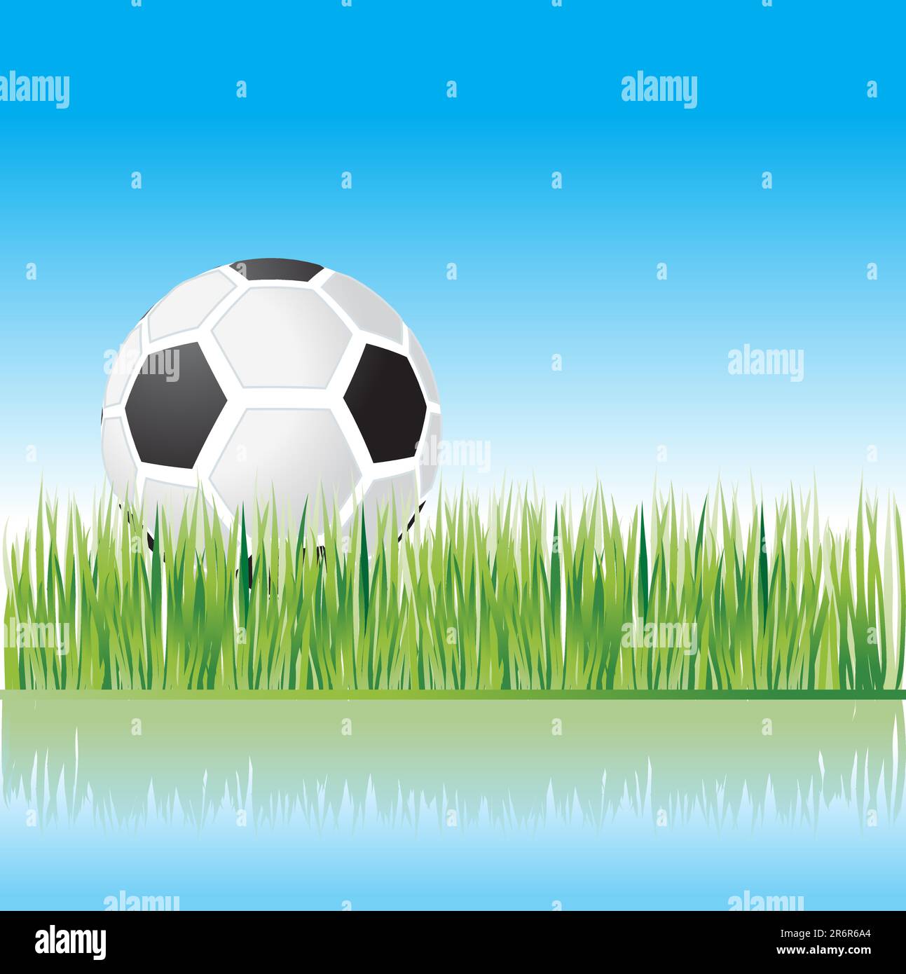Fußball auf Gras, Natur, Vektordarstellung Stock Vektor