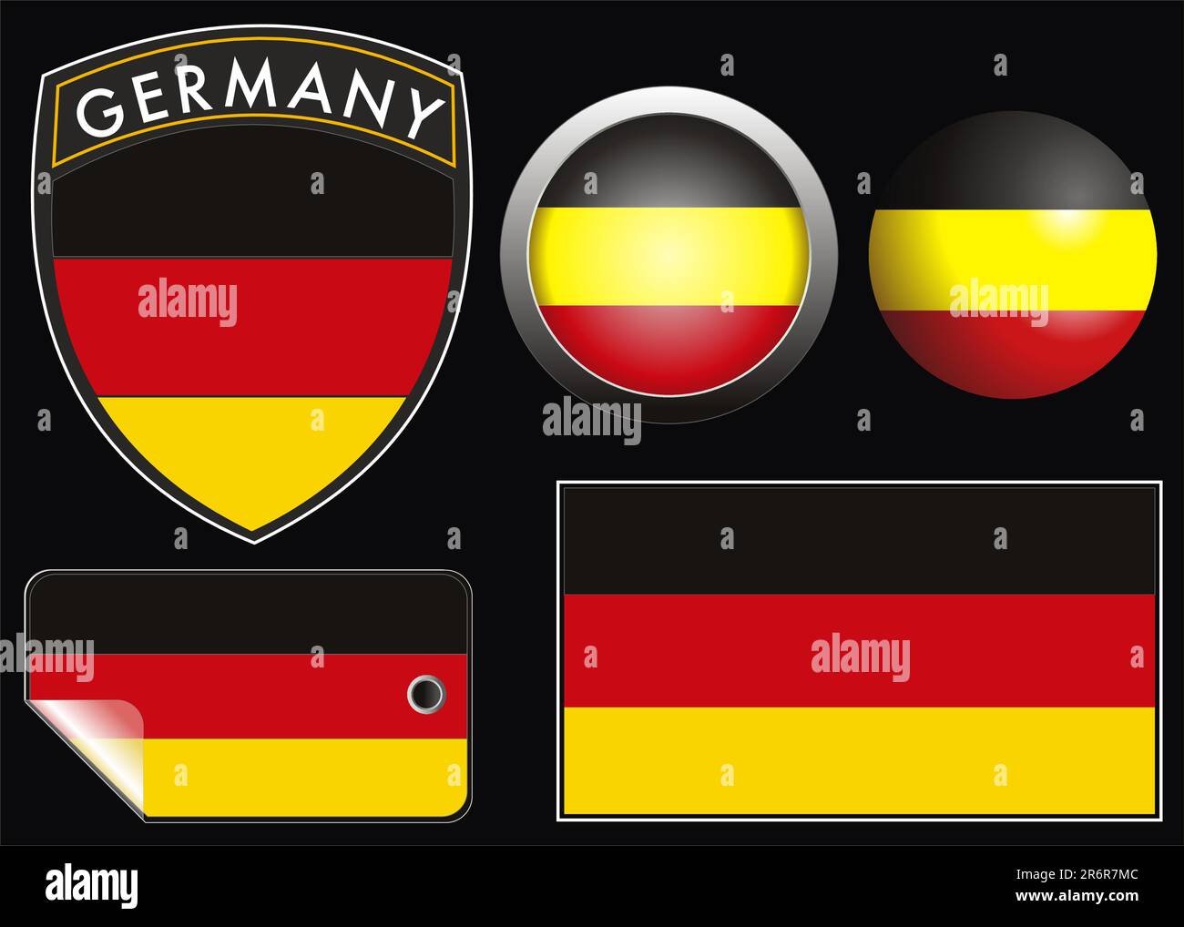 Deutschland Wappen-Flagge mit Web-Schaltfläche und Label Stock Vektor