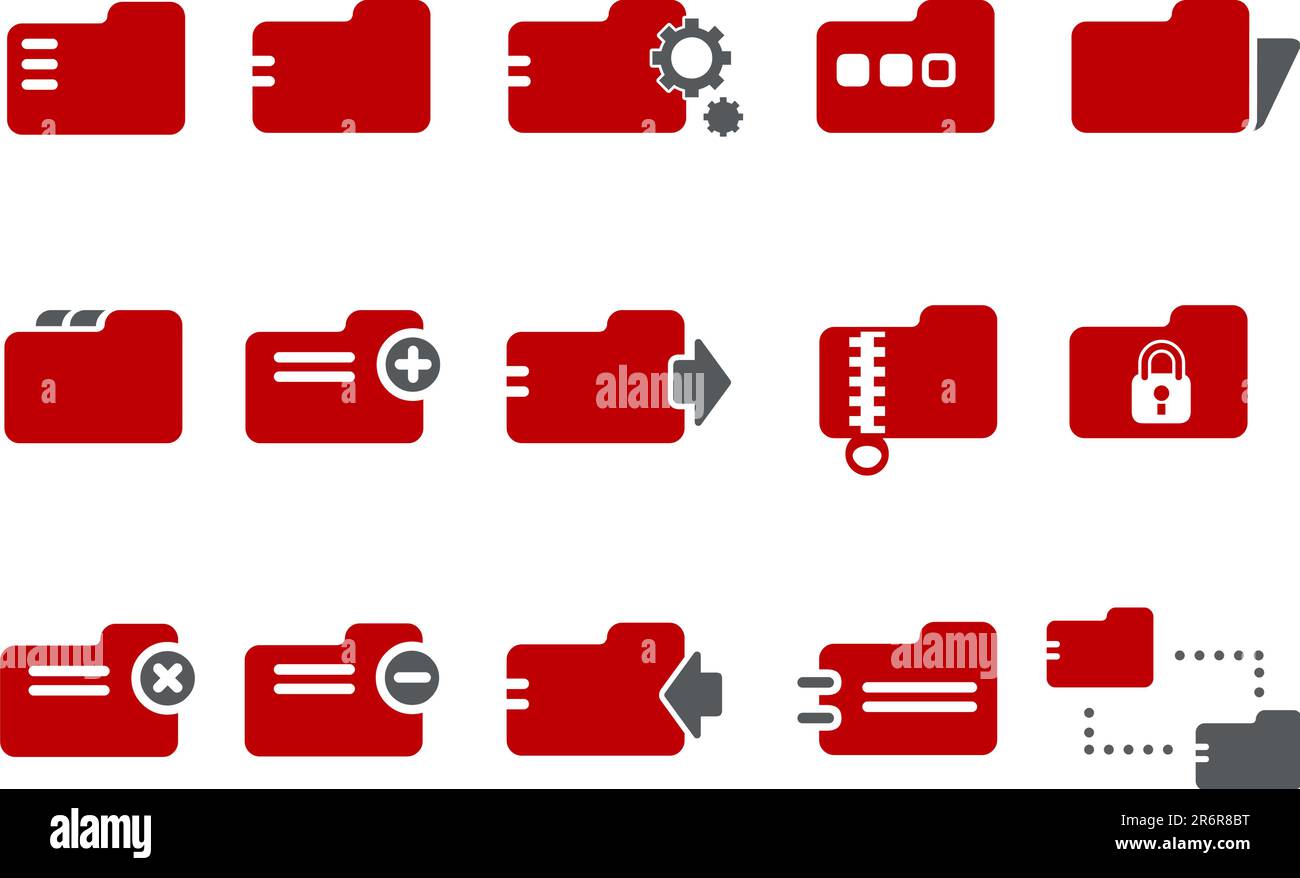 Vektorsymbole - Rote Serie, Ordnersammlung Stock Vektor