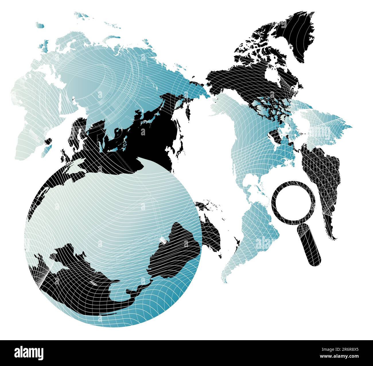 Vektor dargestellt Hintergrund mit Weltkarte und Objekte von Kommunikations- und Technologien Stock Vektor
