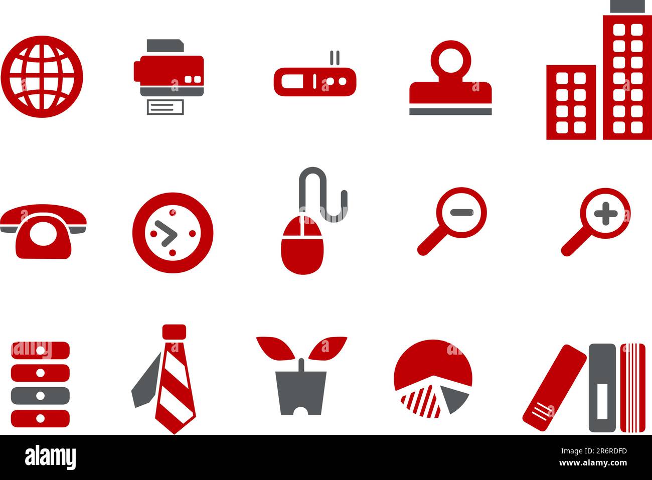 Vector Icons Pack - Red Series, Bürokollektion Stock Vektor