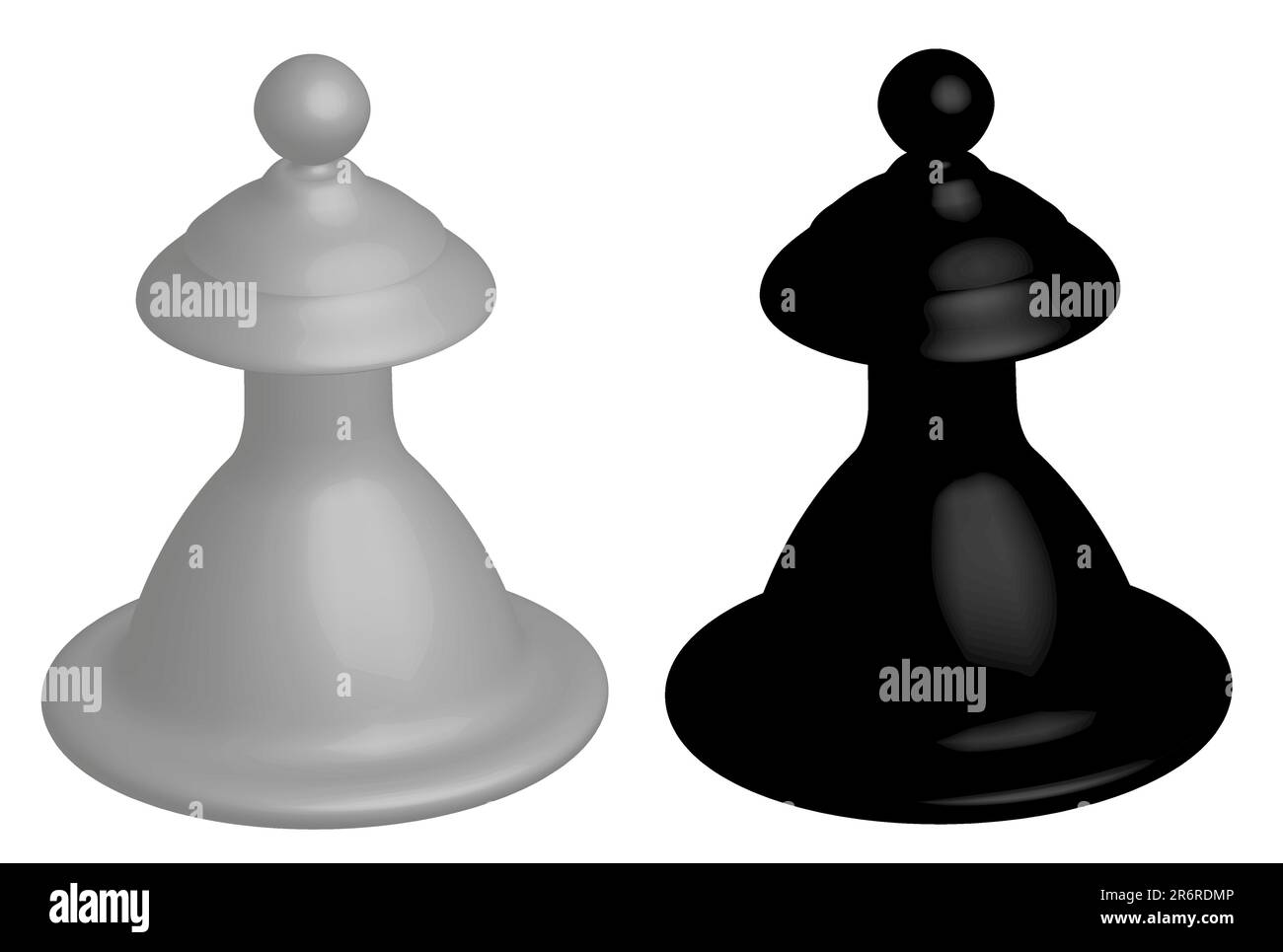 Zwei Schachfiguren, 3D Vektor, Objekt isoliert Stock Vektor