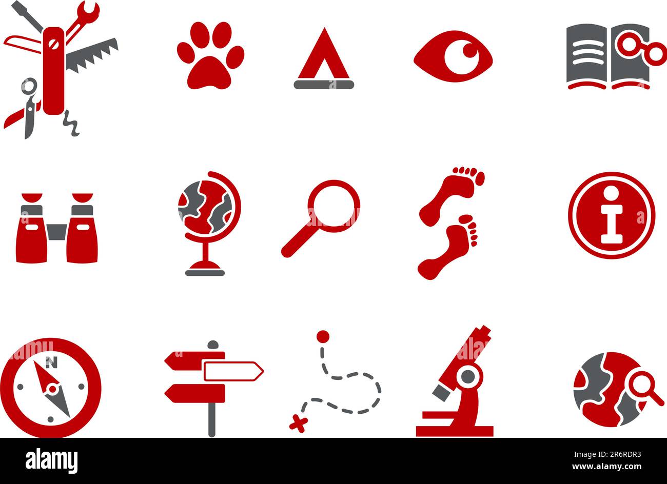 Vector Icons Pack - Red Series, Exploration Collection Stock Vektor