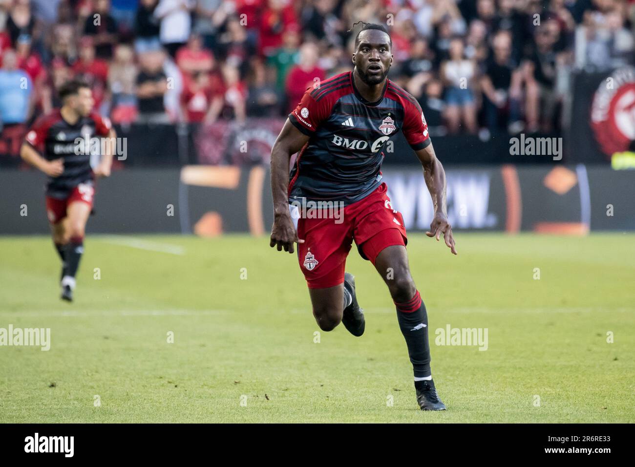 Toronto, Kanada. 10. Juni 2023. C.J. Sapong #9 in Aktion während des MLS-Spiels zwischen dem FC Toronto und Nashville SC auf dem BMO Field in Toronto. Das Spiel endete mit 1-1 Punkten: SOPA Images Limited/Alamy Live News Stockfoto