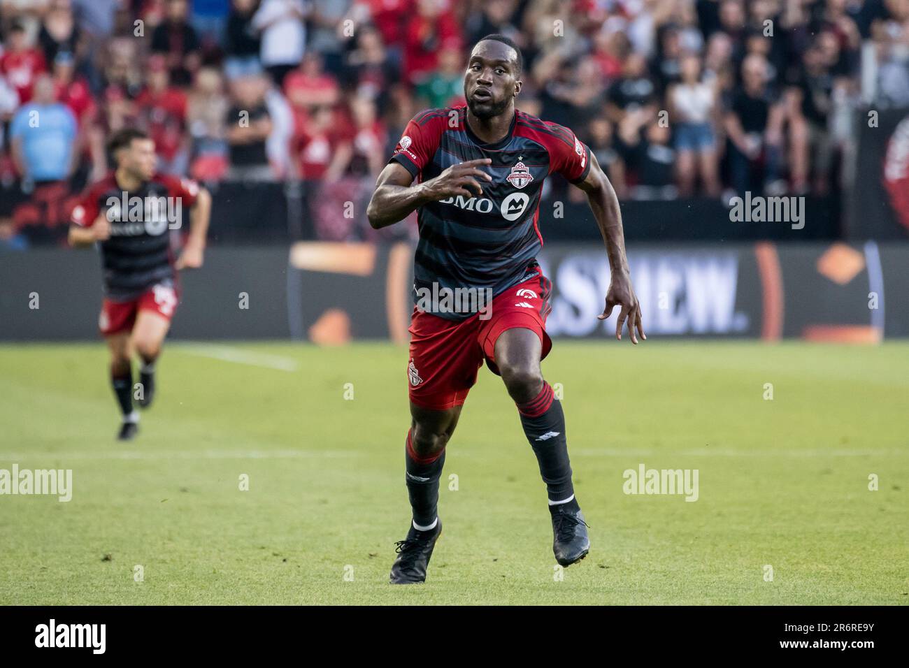 Toronto, Kanada. 10. Juni 2023. C.J. Sapong #9 in Aktion während des MLS-Spiels zwischen dem FC Toronto und Nashville SC auf dem BMO Field in Toronto. Das Spiel endete 1-1 (Foto von Angel Marchini/SOPA Images/Sipa USA). Guthaben: SIPA USA/Alamy Live News Stockfoto