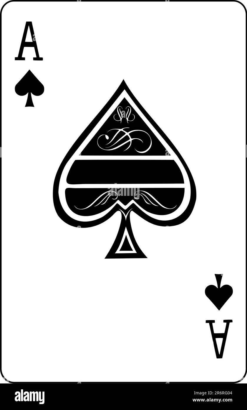Ein isolierter Pik Ass Spielkarten Stock Vektor