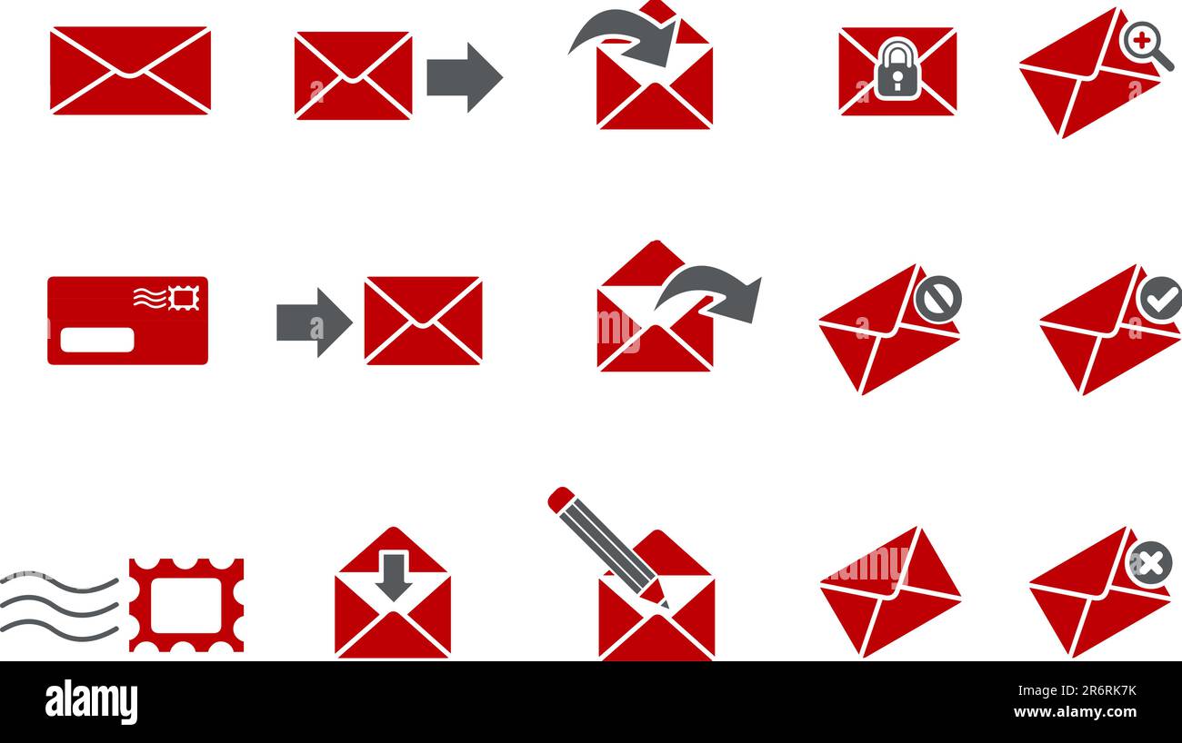 Vektorsymbolpaket - Red Series, Postsammlung Stock Vektor