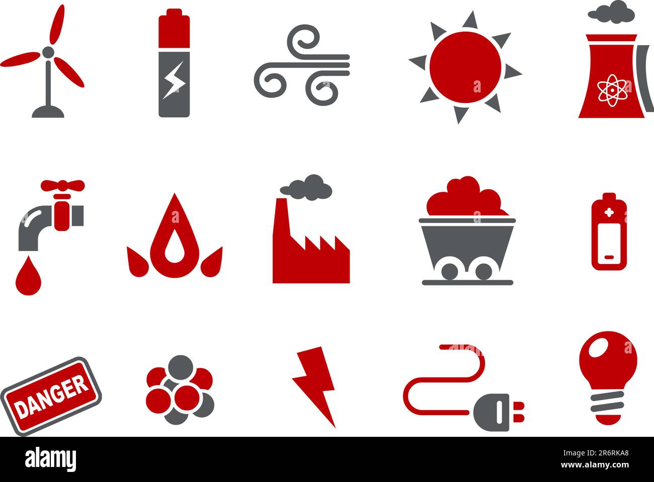 Vector Icons Pack - Red Series, Energiegewinnung Stock Vektor
