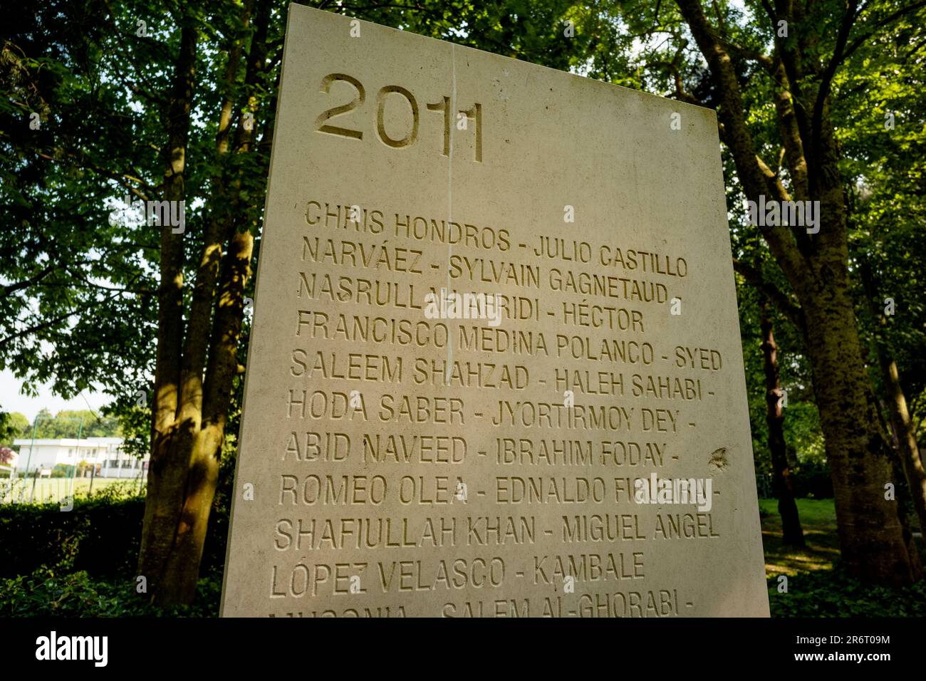 Bayeux Reporters Memorial, Bayeux, Normandie, Frankreich, Juni 2023 das Bayeux Reporters' Memorial ist eine Gedenkstätte, erbaut in Bayeux, Calvados . ich wurde eingeweiht Stockfoto