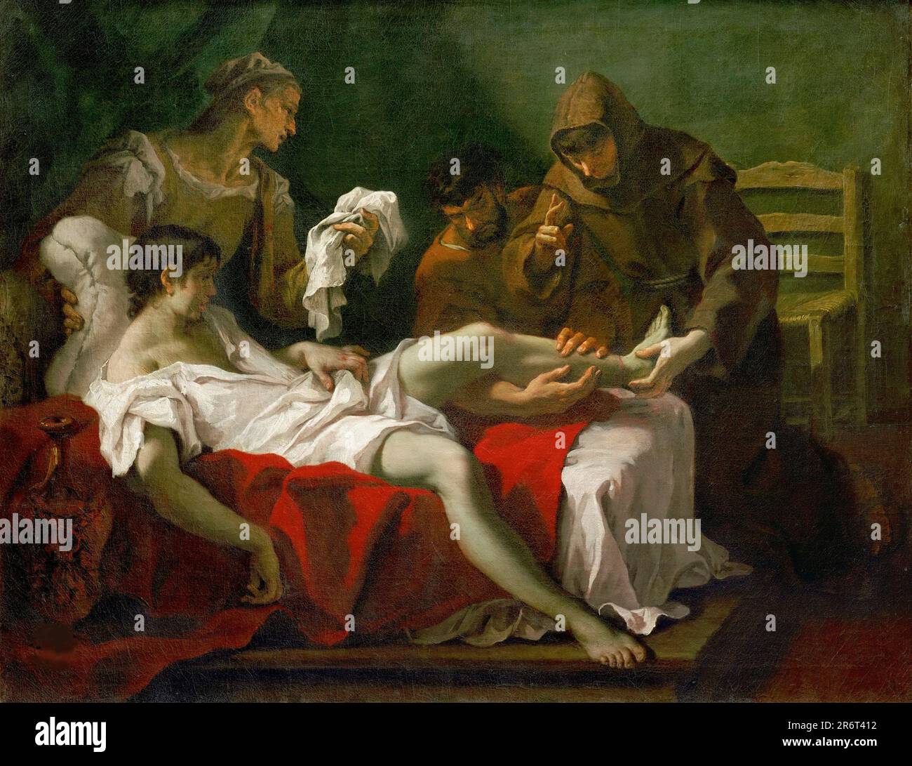 Heiliger Antonius von Padua heilt eine Jugend. Museum: Musée du Louvre, Paris. Autor: SEBASTIANO RICCI. Stockfoto