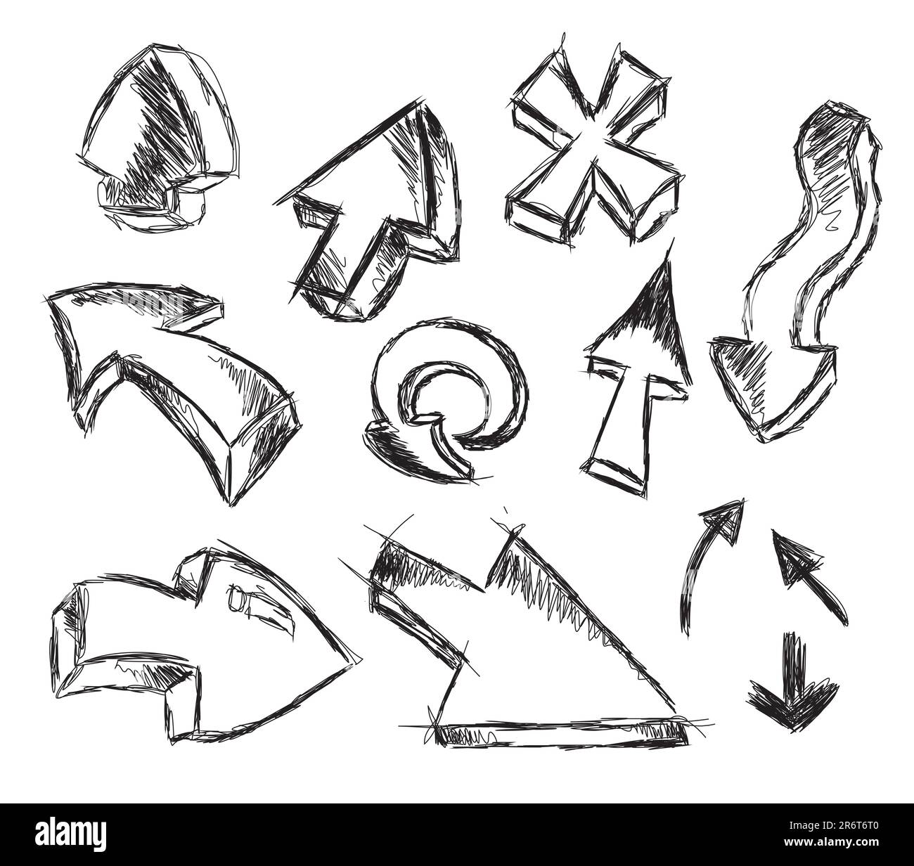 Lustige Kollektion von handgefertigten Pfeilen im 3D-Stil Stock Vektor