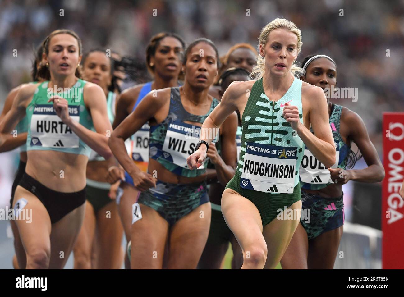 Paris, Frankreich. 09. Juni 2023. Keely Hodgkinson (GBR) gewinnt den 800m. Platz der Frauen in einem nationalen Rekord von 1:55,77 während des Meeting de Paris im Stade Charlety am Freitag, den 9. Juni 2023 in Paris. (Jiro Mochizuki/Image of Sport/Sipa USA Credit: SIPA US/Alamy Live News Stockfoto