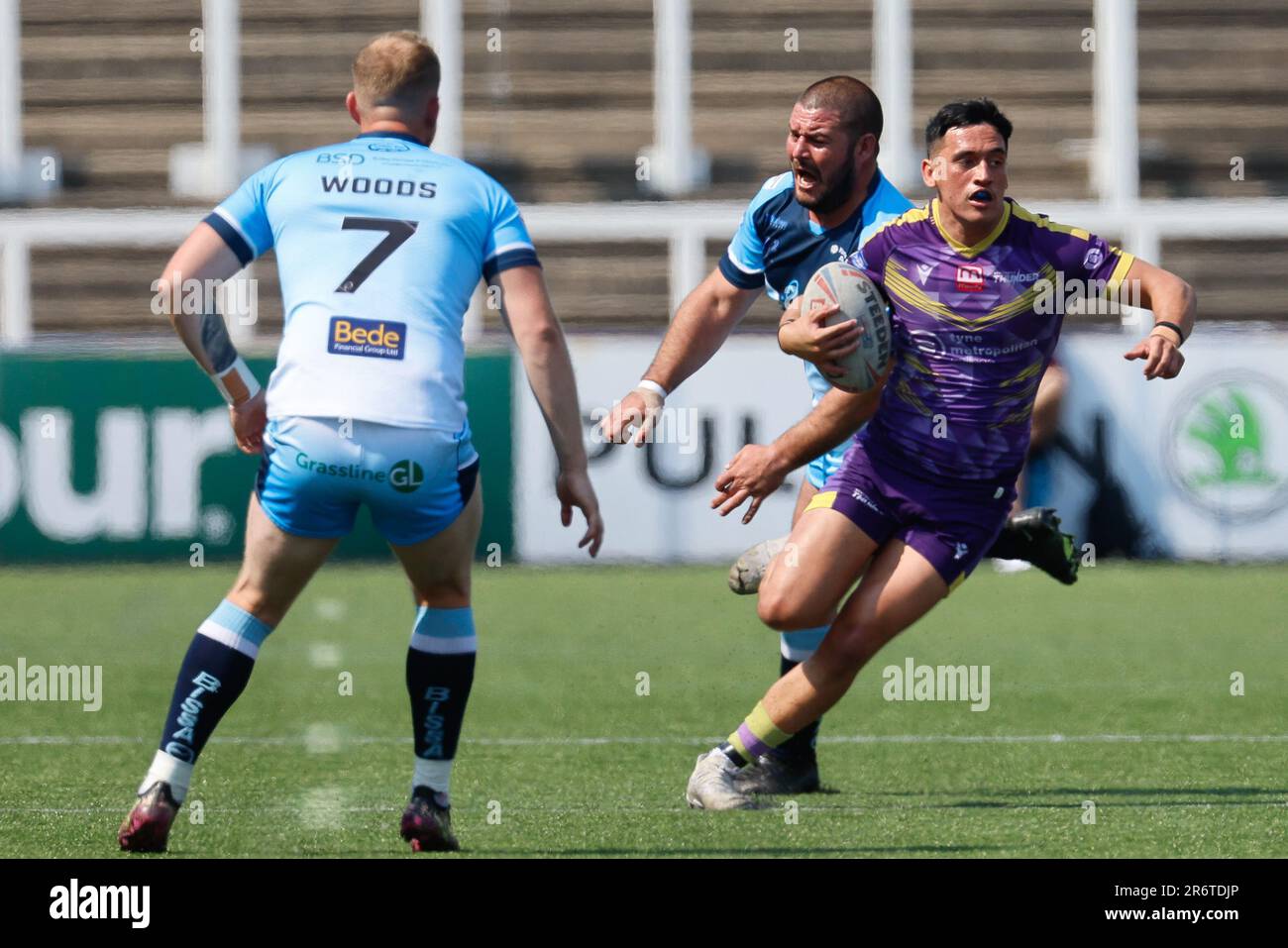 Newcastle, Großbritannien. 11. Juni 2023. Nikau Williams von Newcastle Thunder macht am Sonntag, den 11. Juni 2023, eine Pause beim BETFRED-Meisterschaftsspiel zwischen Newcastle Thunder und Batley Bulldogs im Kingston Park, Newcastle. (Foto: Chris Lishman | MI News) Kredit: MI News & Sport /Alamy Live News Stockfoto