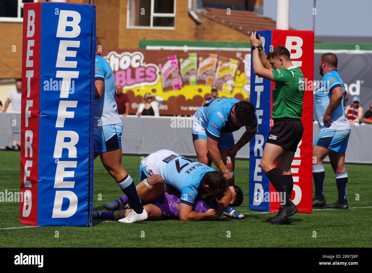 Kingston Park, Newcastle upon Tyne, 11. Juni 2023. Newcastle Thunder trifft nicht gegen Batley Bulldogs in einem Betfred Championship-Spiel im Kingston Park. Kredit: Colin Edwards/Alamy Live News Stockfoto