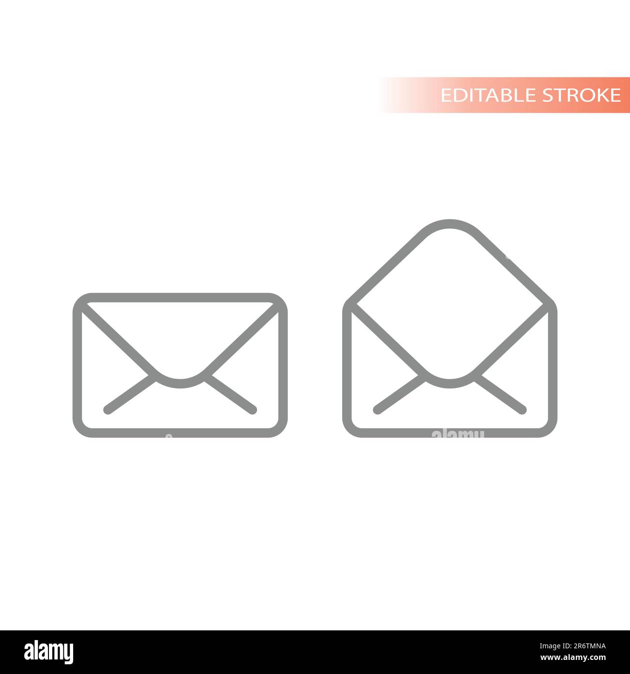 Symbolgruppe für Brief- und E-Mail-Linienvektoren. Offene und geschlossene Briefumschläge, Symbole für die E-Mail-Kontur. Stock Vektor