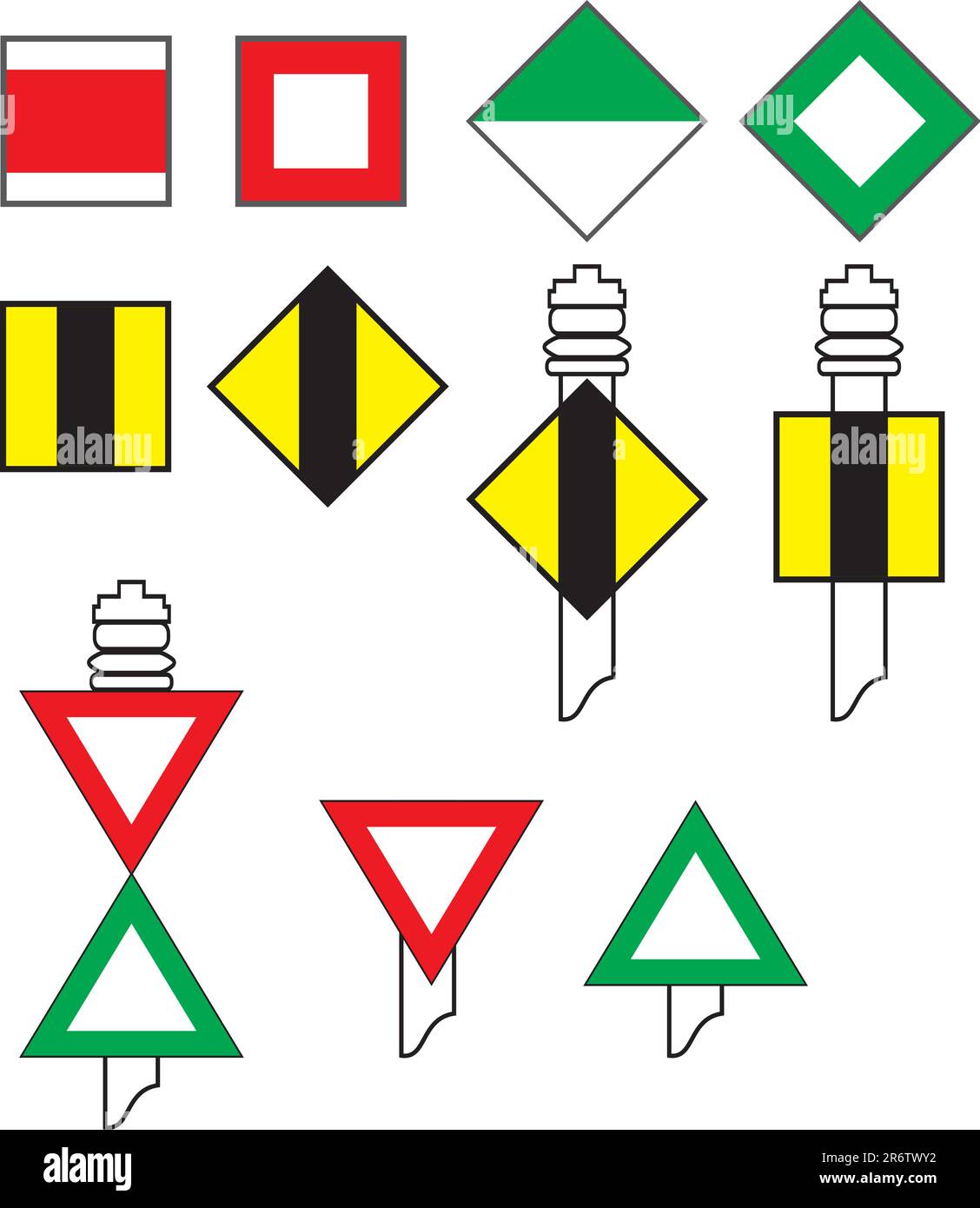 Signalcodes für die Flussnavigation, Vektordarstellung Stock Vektor