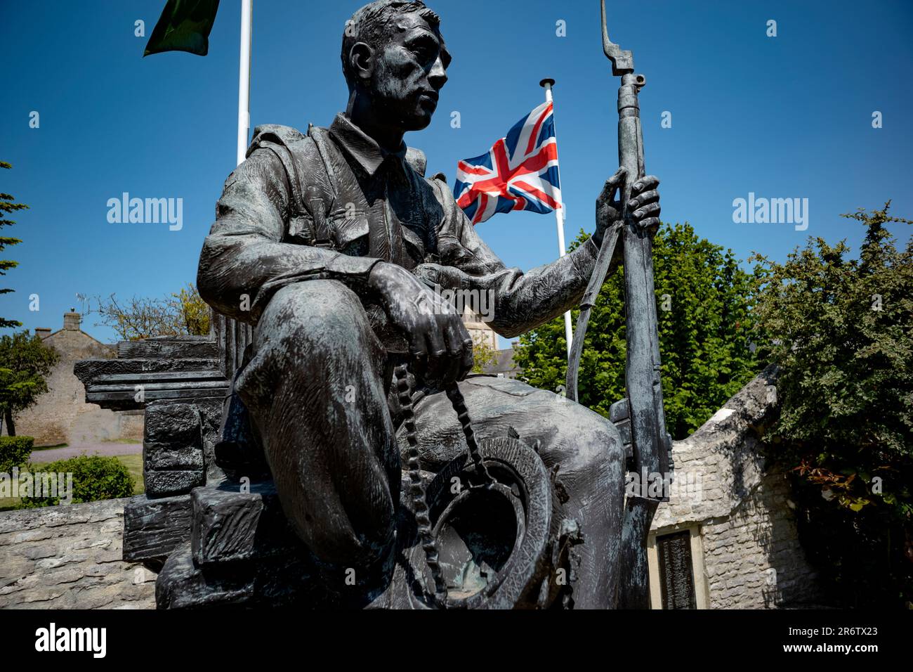 Green Howards Memorial_Crepon_Normandy_France_June 2023 das Green Howards Memorial erinnert an eines der ältesten Regimente der britischen Armee, das Stockfoto