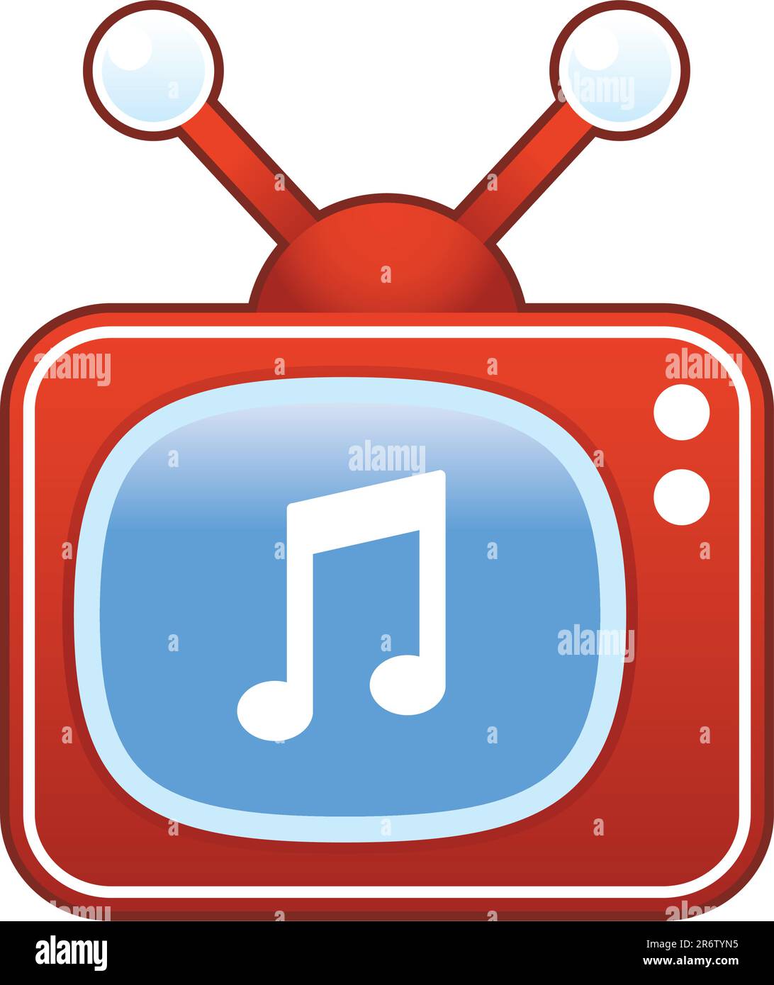 Symbol für Musiknotizen auf Retro-Fernseher Stock Vektor