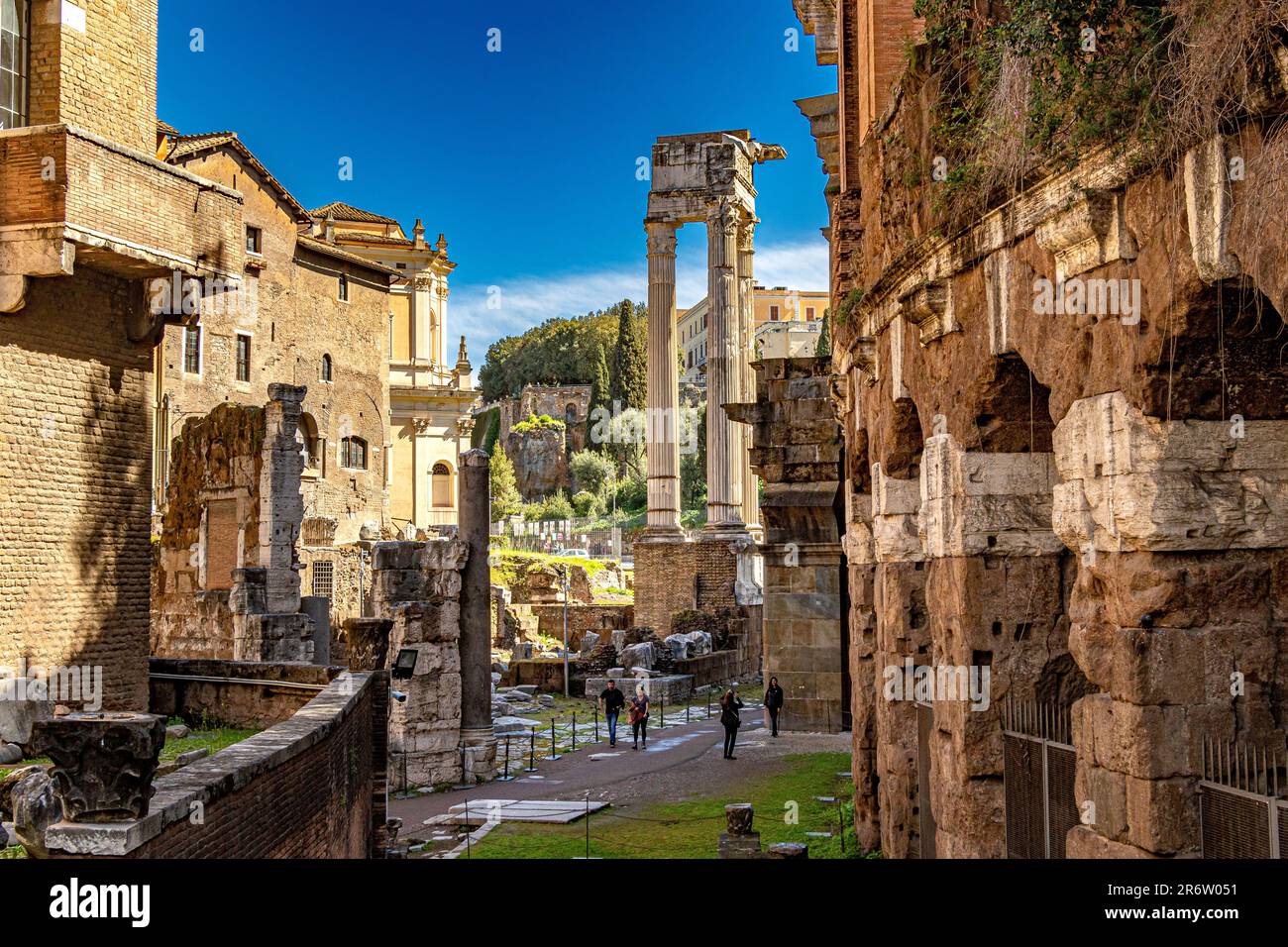 Teatro Marcello, Marcellustheater und der Tempel des Apollo vom jüdischen Ghetto aus gesehen, Rom, Italien Stockfoto