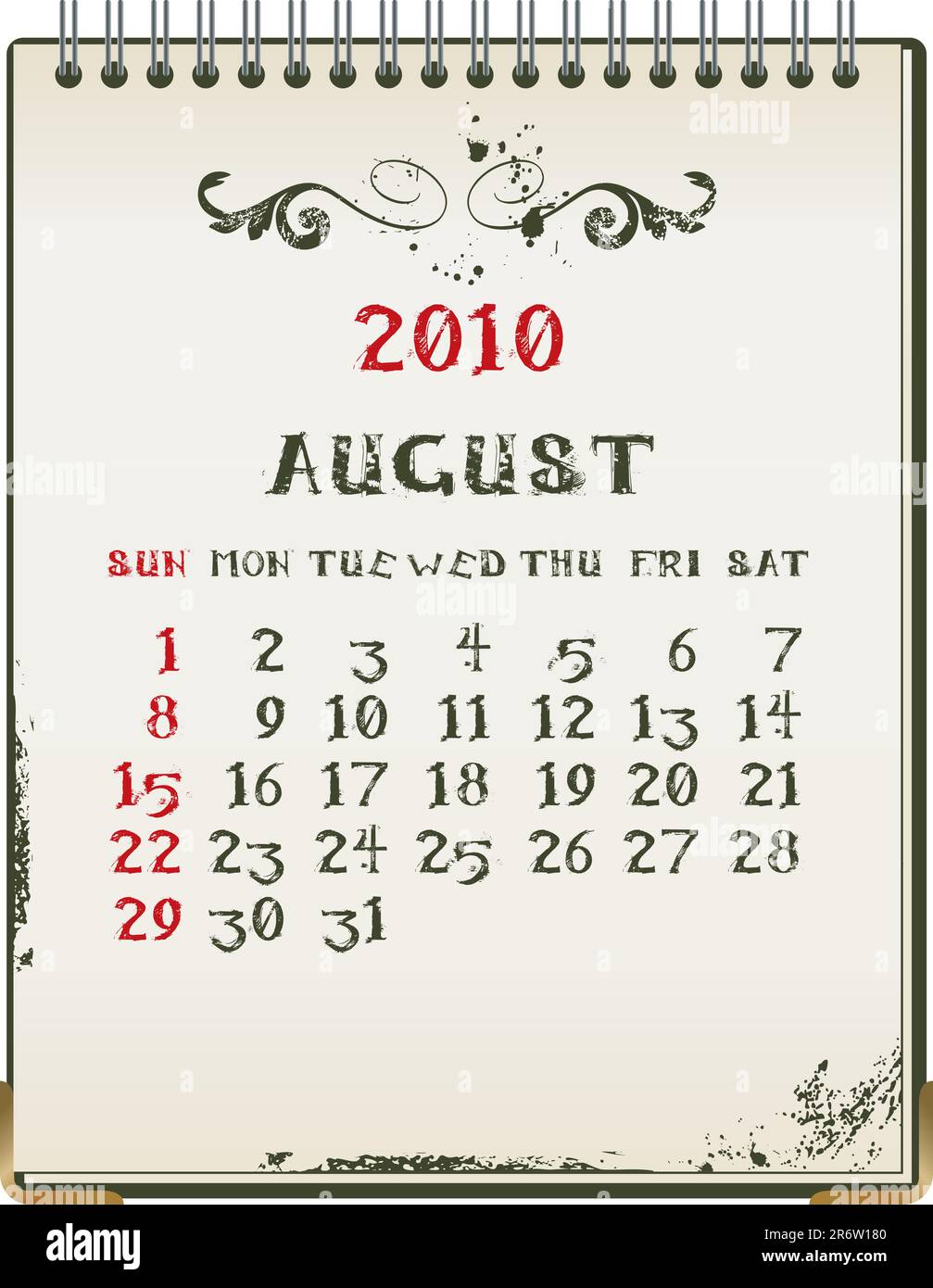 Grunge 2010 Kalender mit einem Blanknote Papier - Vektor-illustration Stock Vektor