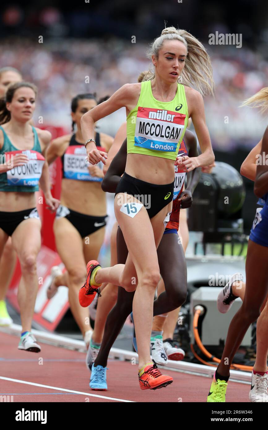 Eilish McColgan (Großbritannien) im Finale der Frauen 5000m bei den 2019, IAAF Diamond League, Jubiläumsspielen, Queen Elizabeth Olympic Park, Stratford, London, Großbritannien. Stockfoto