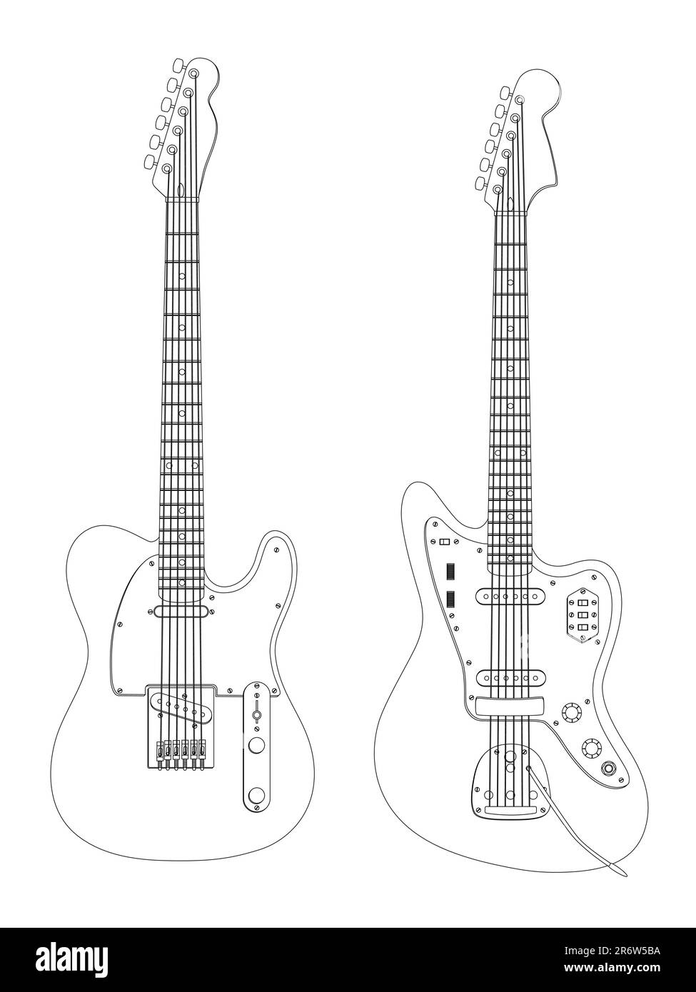 Vektorbild der auf Weiß isolierten Gitarren. Stock Vektor