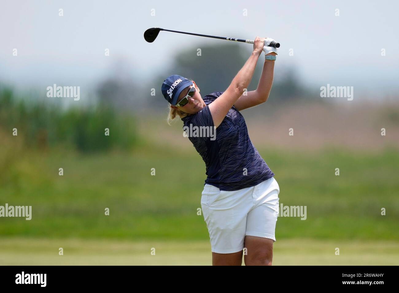 Ashleigh Buhai, of South Africa, watches after hitting on the third