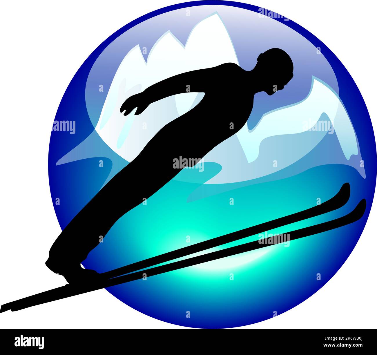 Skisprungzeichen oder -Knopf für Web oder Druck Stock Vektor