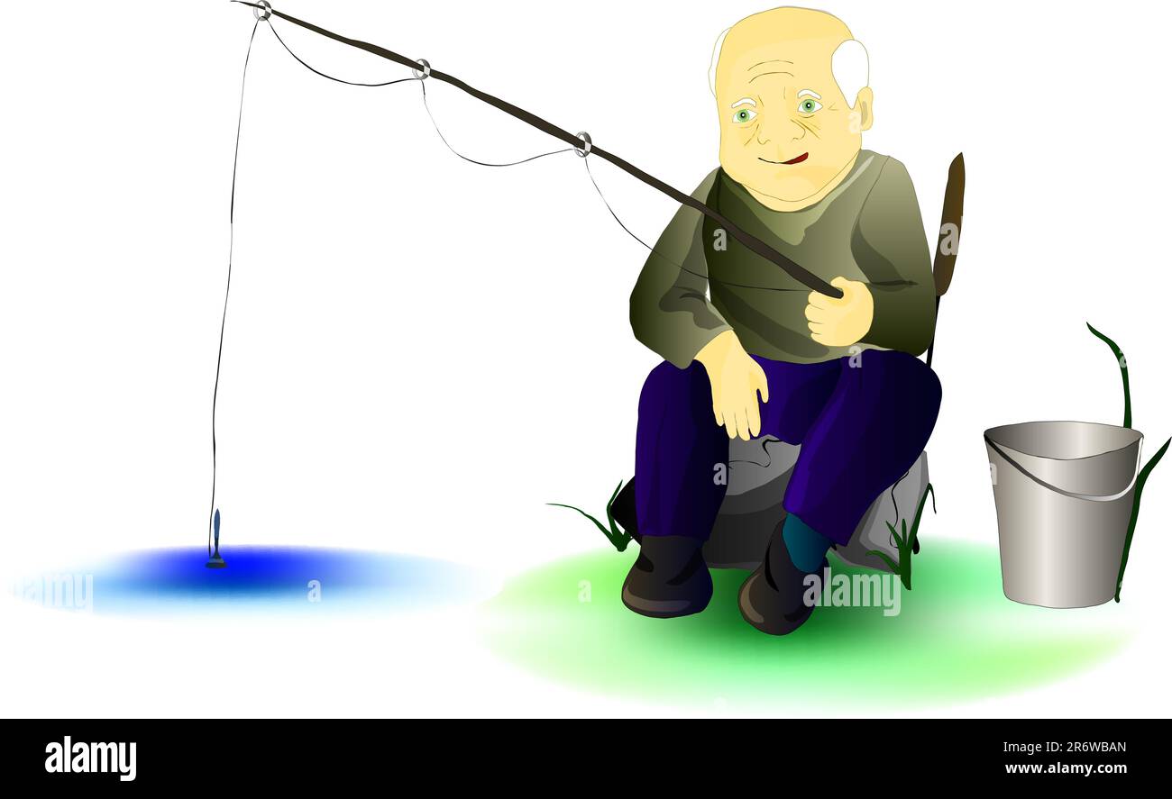 Einige Menschen können länger als eine Stunde fischen. Das ist auch ein Hobby Stock Vektor