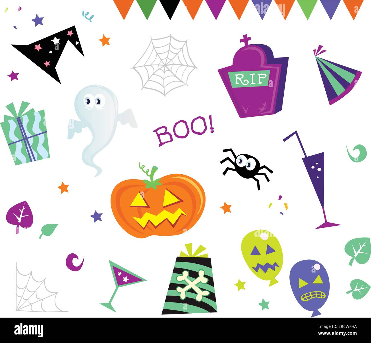 halloween-Retro-Designelemente. Vektordarstellung. Stock Vektor