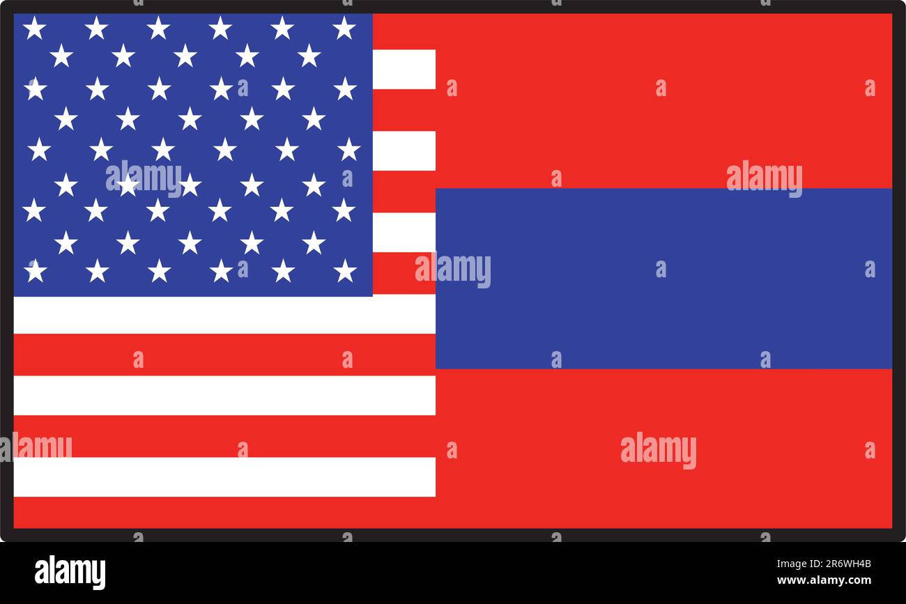 Eine Flagge, die halb Amerikaner und halb Armenien Stock Vektor