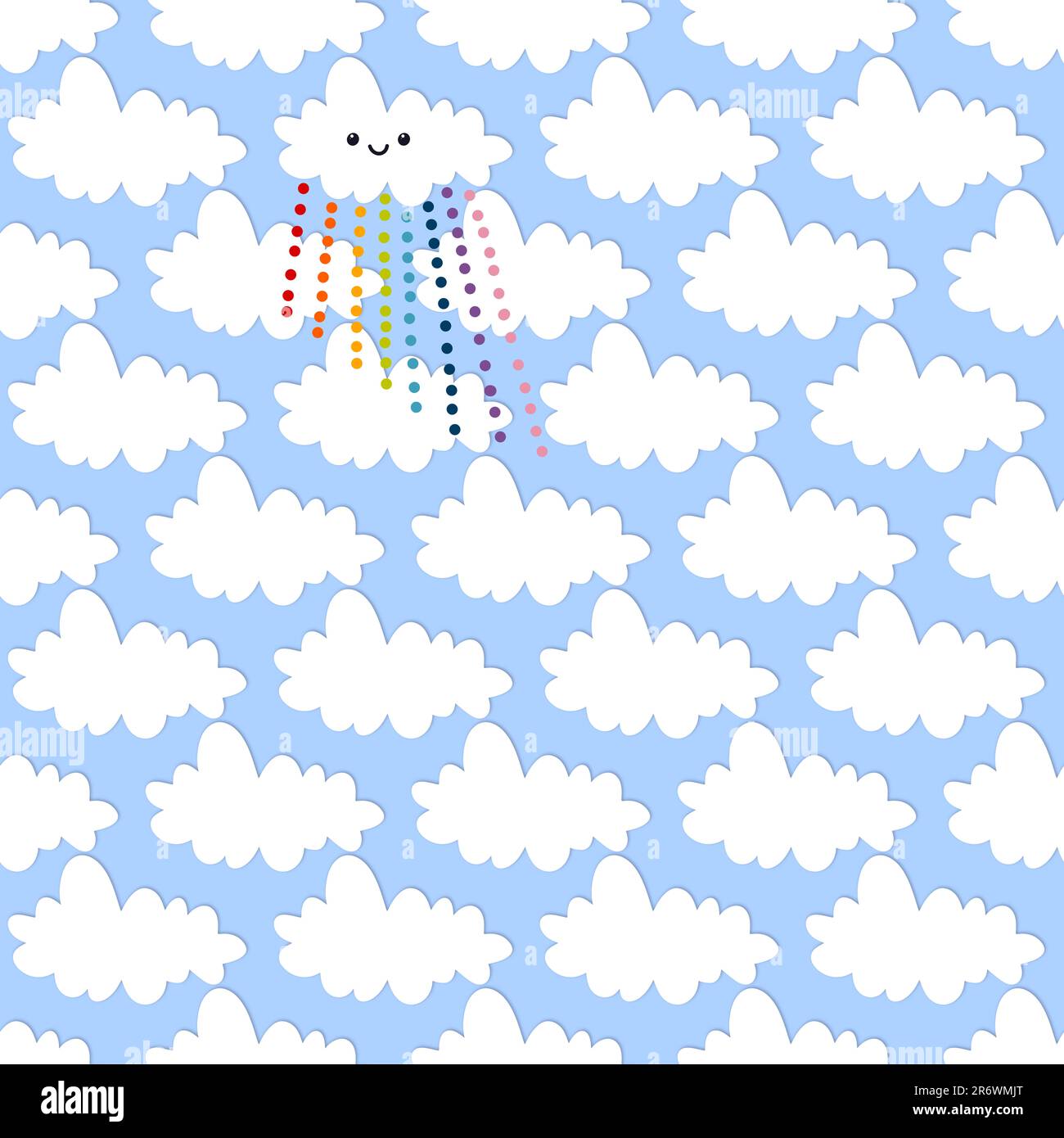 Cartoon Nahtloses Wolkenmuster für Kinderbekleidung und Accessoires sowie Notizbücher und Verpackung Stockfoto