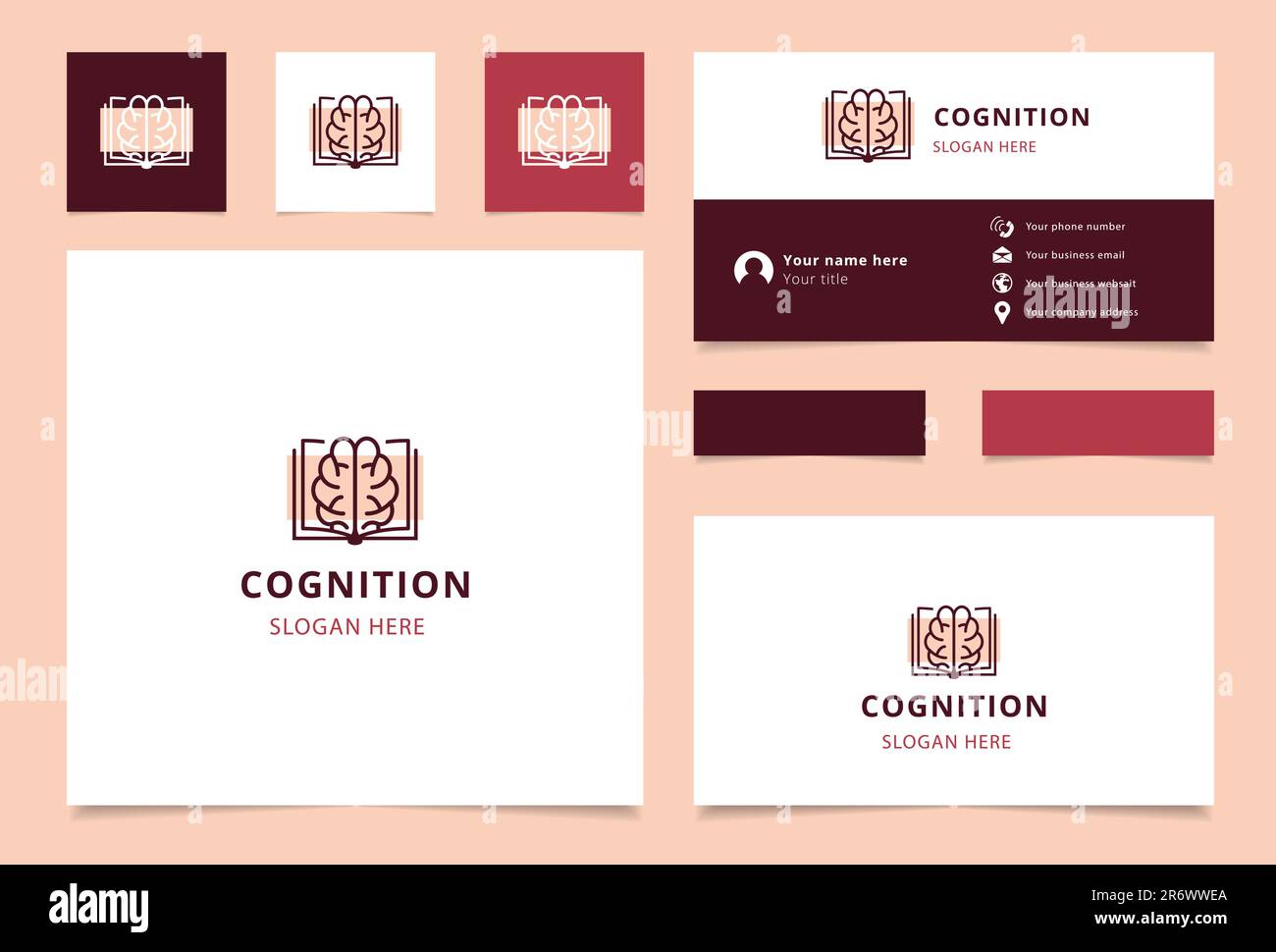 Cognition Logo-Design mit editierbarem Schriftzug. Branding-Buch und Visitenkartenvorlage. Stock Vektor