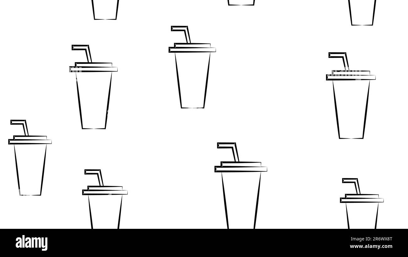 Abstraktes nahtloses Soda-Muster für Mädchen oder Jungen. Kreativer Vektorhintergrund mit einer Limonade, Eis, kalten, süßen Augen. Lustiges Trinkbechermuster für Te Stock Vektor
