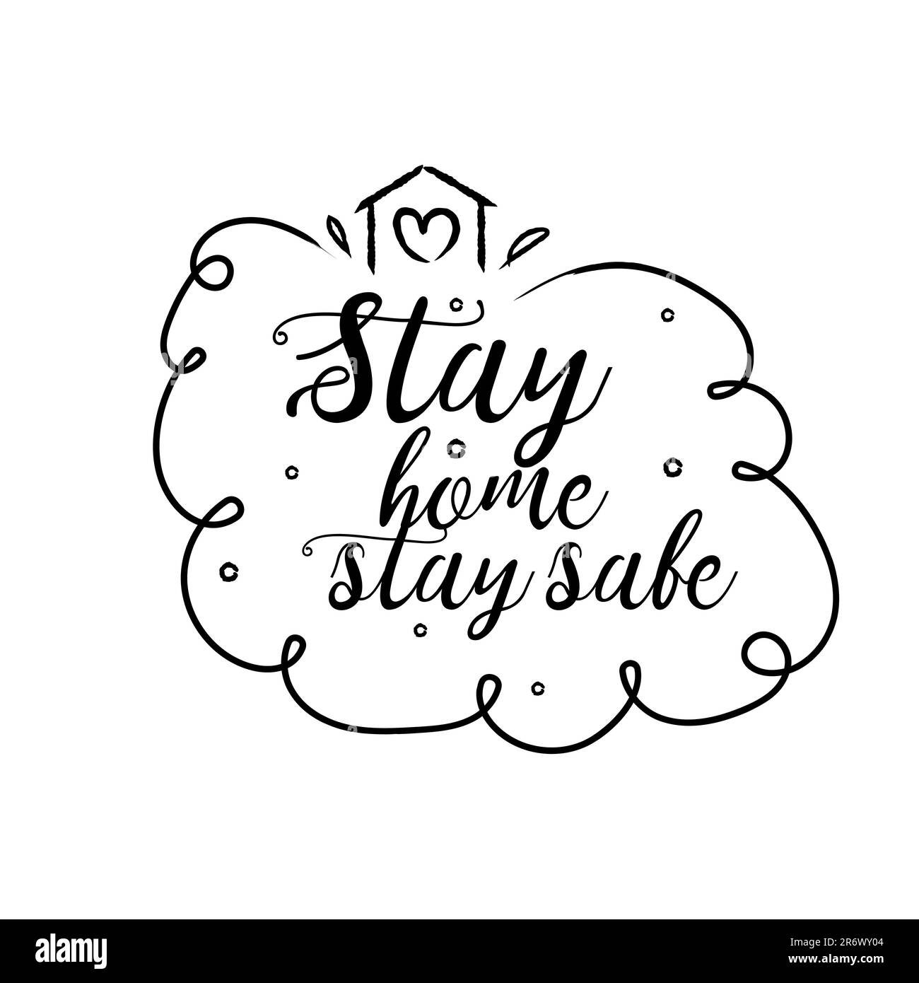 Handgezeichneter Vektor-Doodle Stay-Home-Safe-Doodle-Illustration. Quarantäne. Pandemie des Coronavirus. Stock Vektor