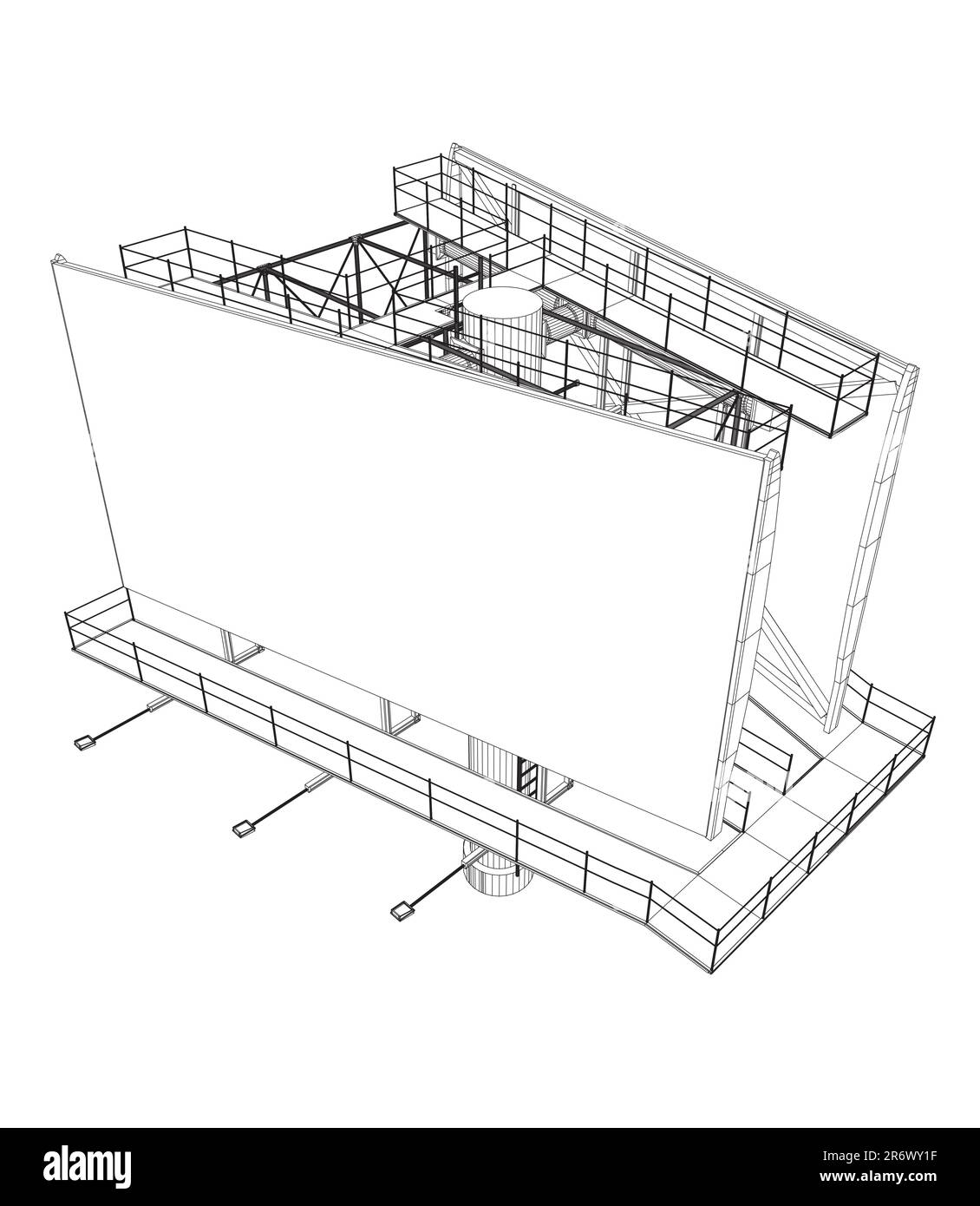 Drahtdarstellung – große Reklametafeln. Modell für Ihre Werbung und Ihr Design. Modell für Ihre Werbung und Ihr Design. Drahtdarstellung von Werbetafeln im Freien. Stock Vektor