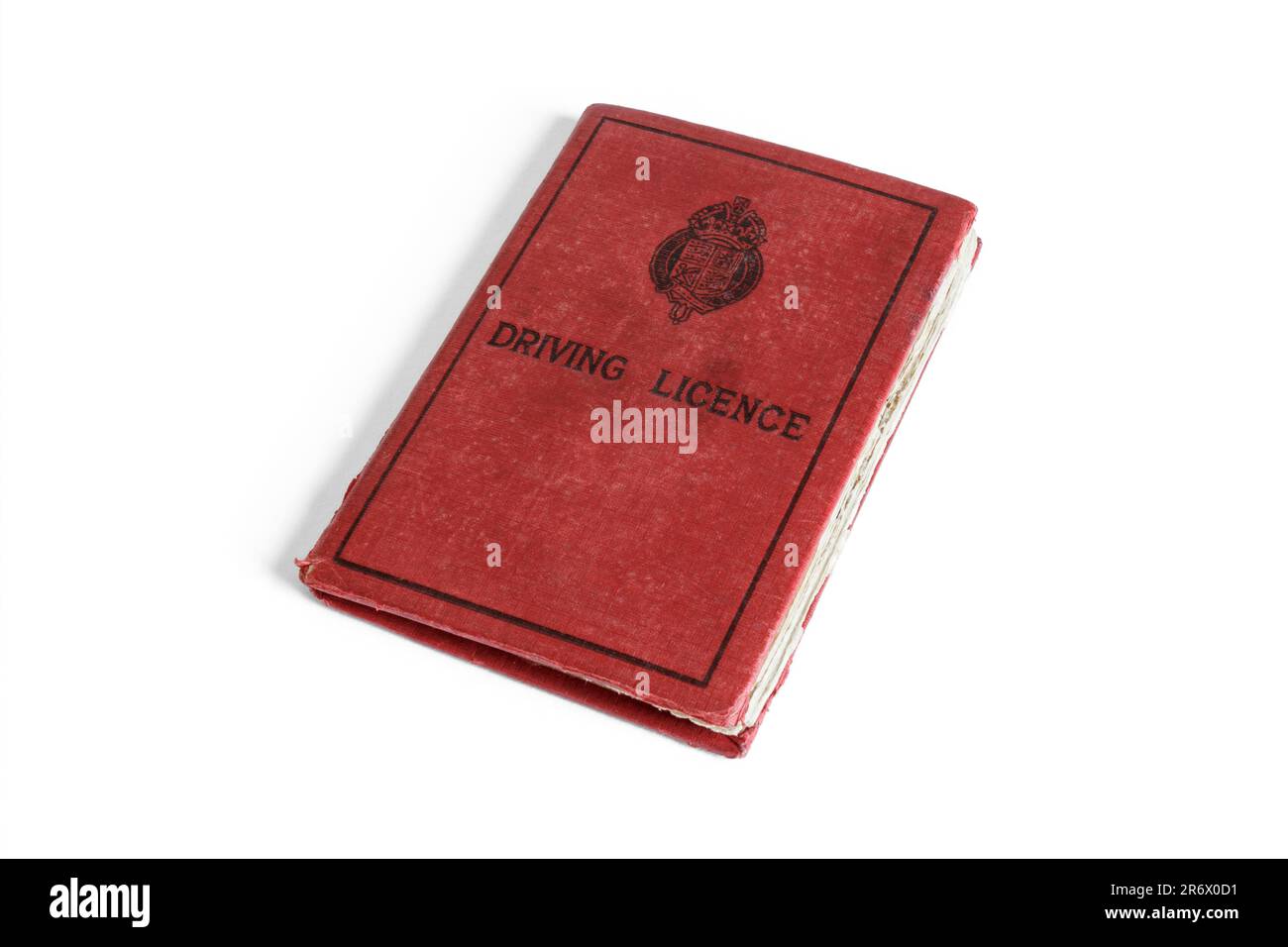 1930er Führerscheinheft, isoliert auf weißem Hintergrund, Vereinigtes Königreich Stockfoto