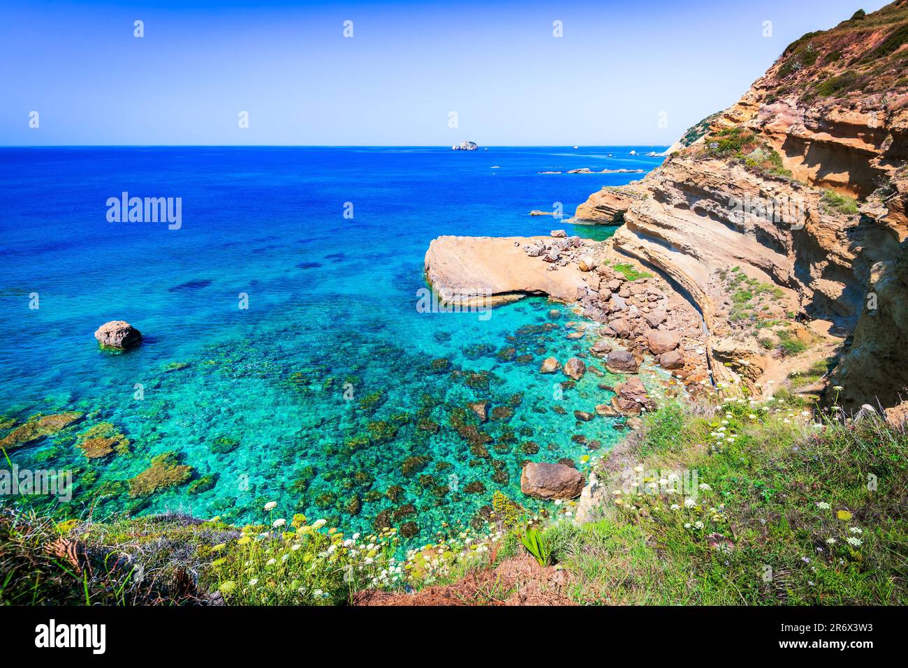 Kefalonia, Griechenland. Paralia Amandakis ist ein malerischer Strand auf der Insel Cephalonia, griechisch-Ionisches Archipel Stockfoto