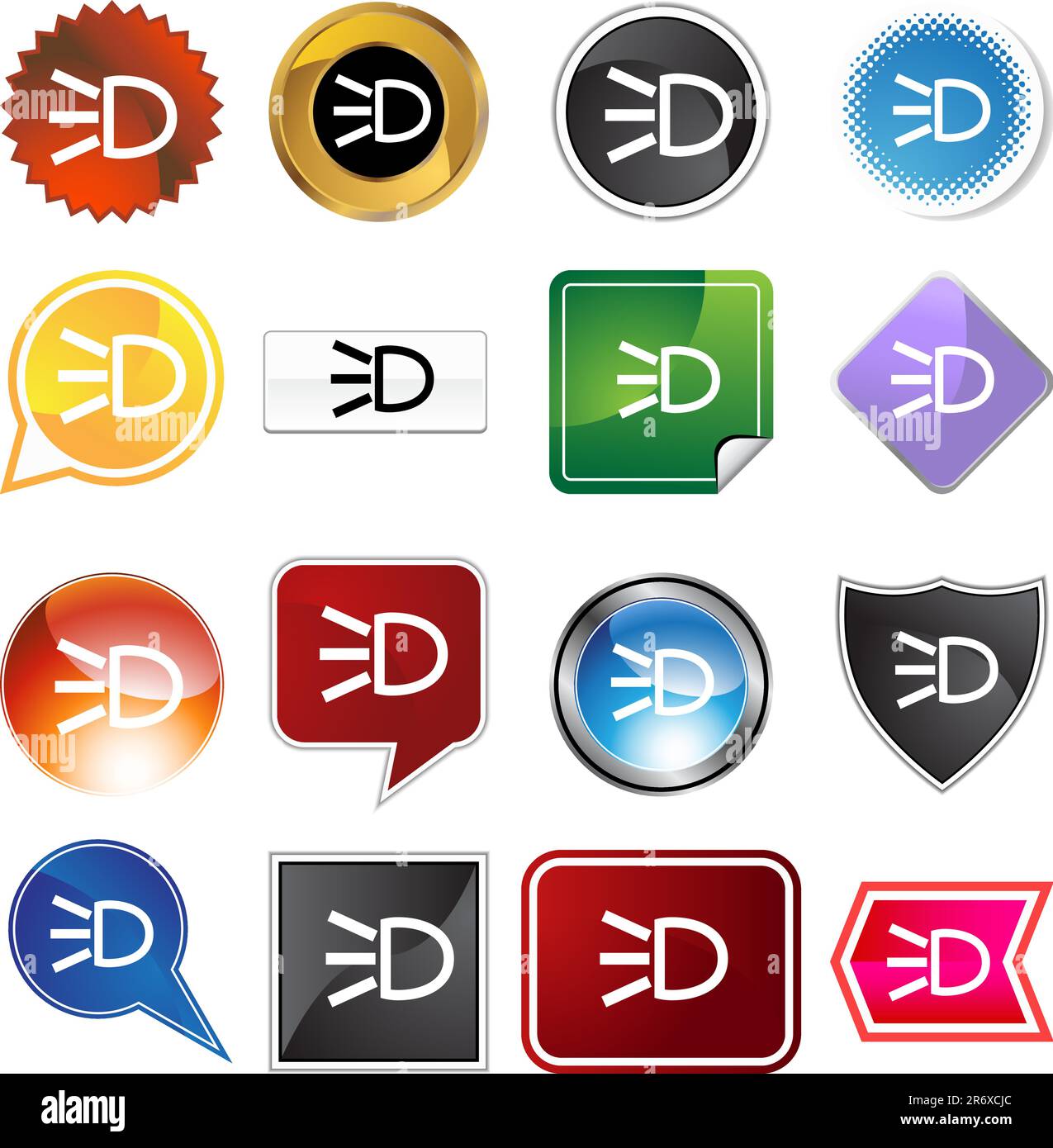 Scheinwerfer-Icon-Set isoliert auf einem weißen Hintergrund. Stock Vektor