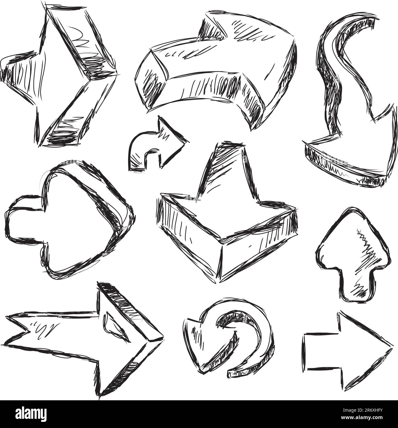 Lustige Kollektion von handgefertigten Pfeilen im 3D-Stil Stock Vektor