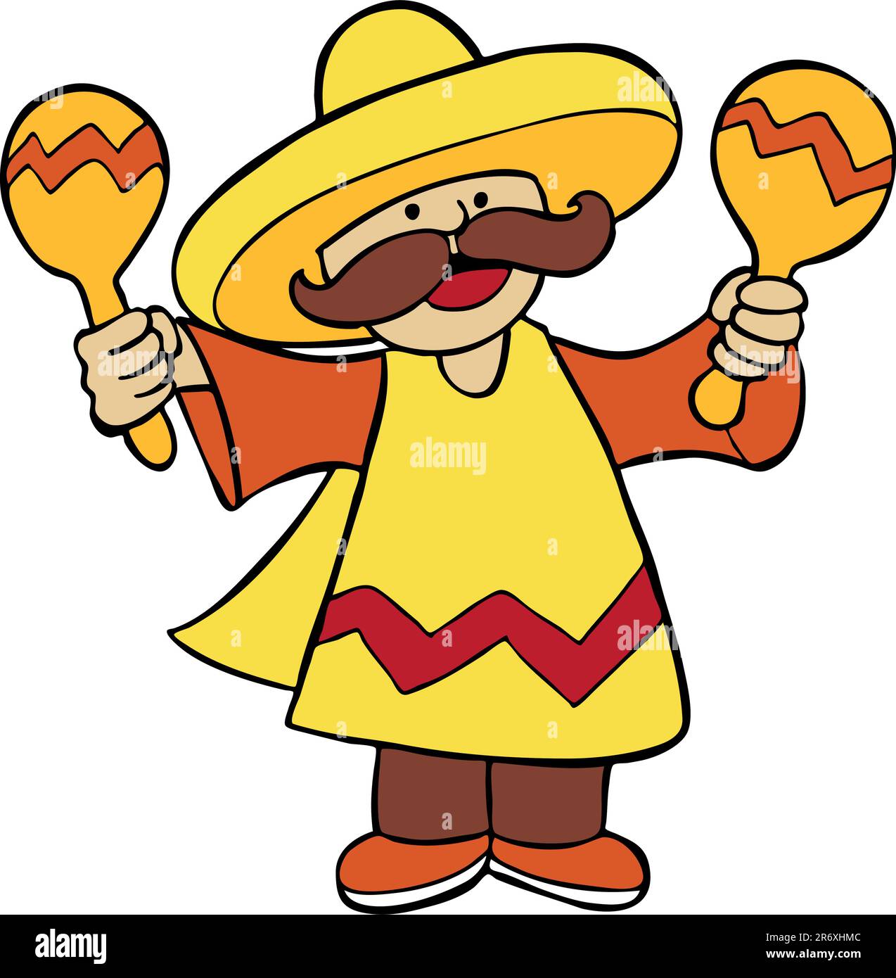 Bild von einem Mann schütteln Maracas. Stock Vektor