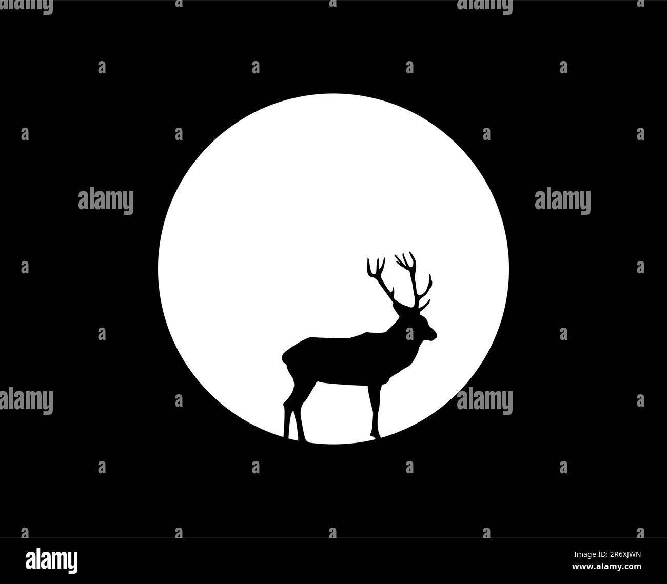 Hirsch unter dem Mond, Vektorbild Stock Vektor
