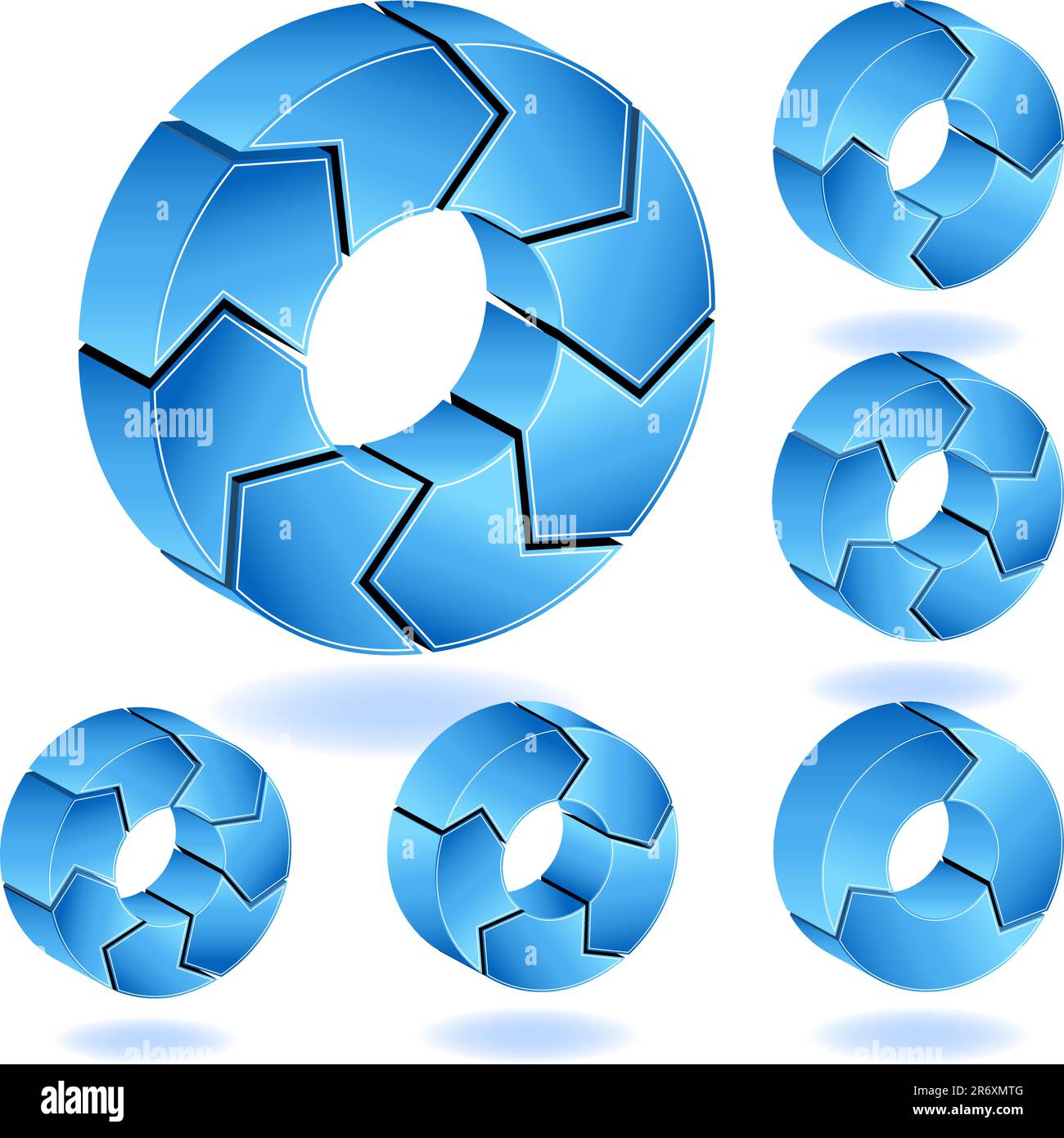 Satz von blauen Prozeßdiagramme. Stock Vektor