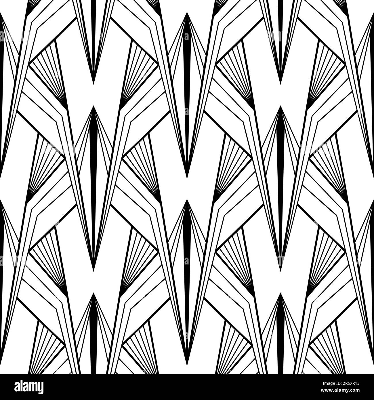 Art Déco-Tapete. Nahtloses Muster in Schwarz und Weiß im Stil der knallenden Zwanziger Stock Vektor