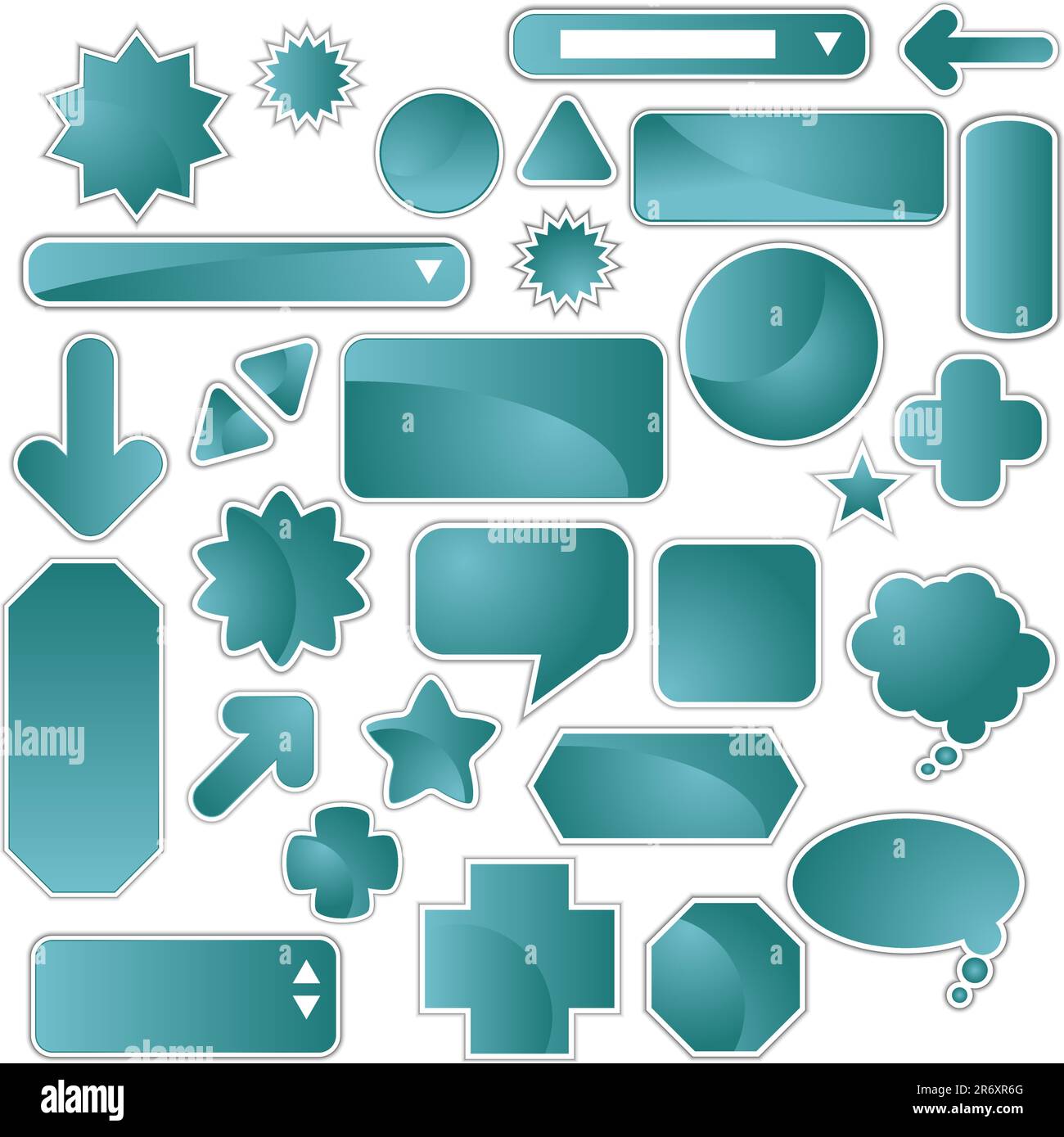 Set aus mehreren Weblabels und Symbolen – Türkis. Stock Vektor